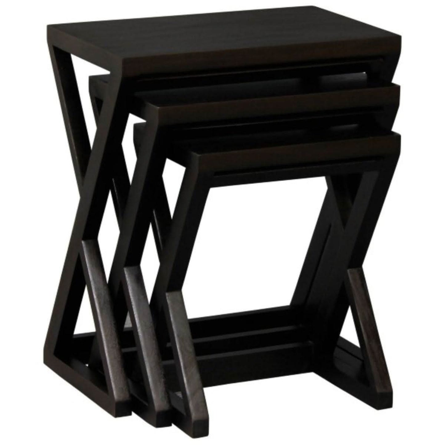 Brescia Solid Mahogany Nest of 3 Tables in Chocolate - Chocolate Wood