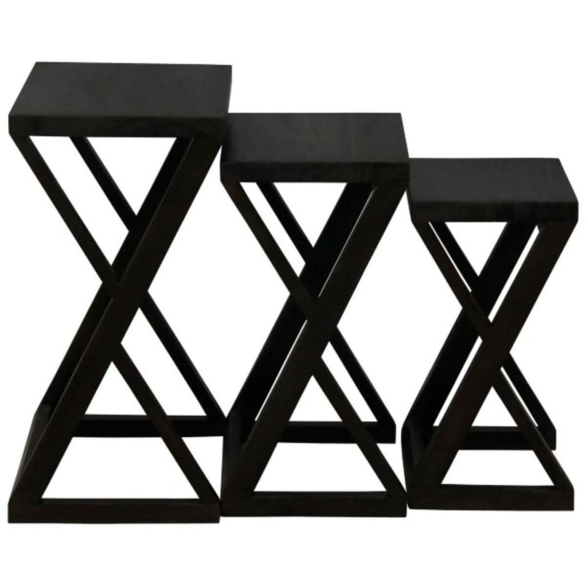 Brescia Solid Mahogany Nest of 3 Tables in Chocolate - Chocolate Wood