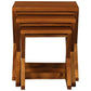 Brescia Solid Mahogany Nest of 3 Tables in Light Pecan - Chocolate Wood
