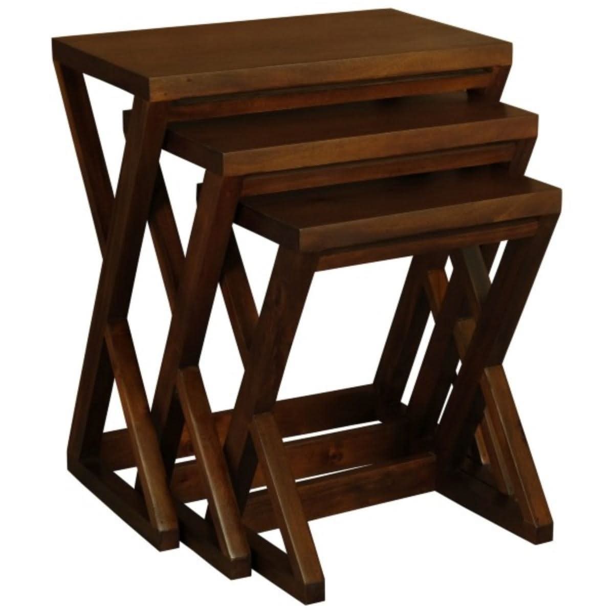 BRESCIA SOLID MAHOGANY NEST OF TABLES/SET OF 3 SMALL SOLID MAHOGANY TABLES IN MAHOGANY - MyChocolateWood