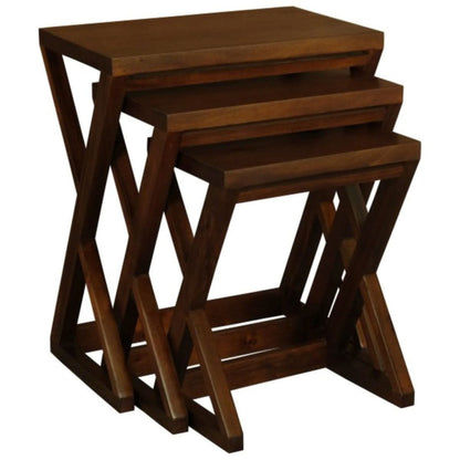 BRESCIA SOLID MAHOGANY NEST OF TABLES/SET OF 3 SMALL SOLID MAHOGANY TABLES IN MAHOGANY