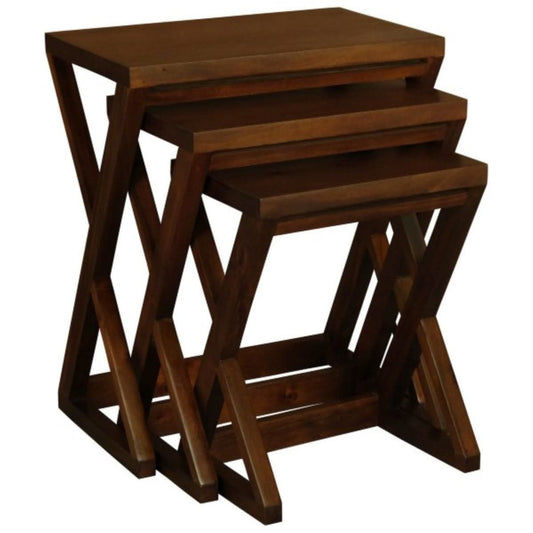 BRESCIA SOLID MAHOGANY NEST OF TABLES/SET OF 3 SMALL SOLID MAHOGANY TABLES IN MAHOGANY - MyChocolateWood