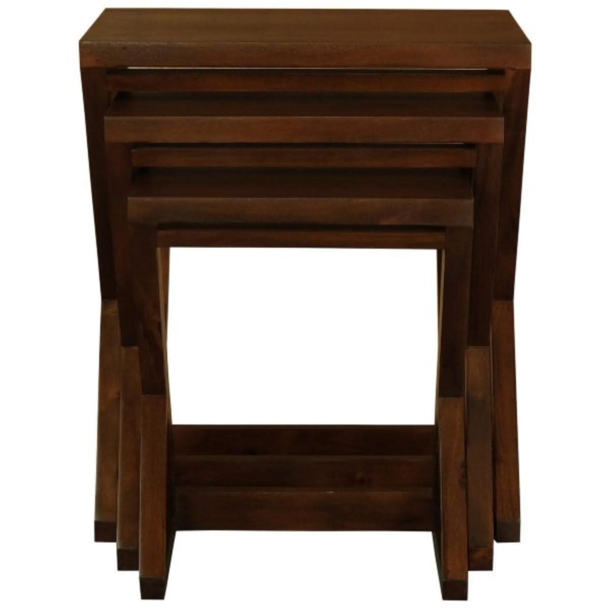 BRESCIA SOLID MAHOGANY NEST OF TABLES/SET OF 3 SMALL SOLID MAHOGANY TABLES IN MAHOGANY - MyChocolateWood