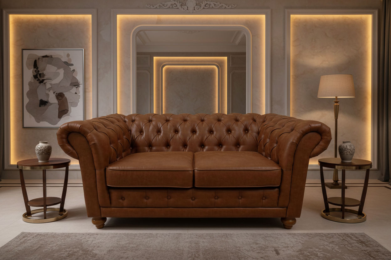 BRIGHTON 2-SEATER FABRIC SOFA/SETTEE/COUCH IN TAN - MyChocolateWood