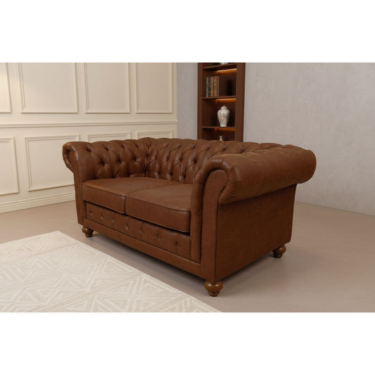 BRIGHTON 2-SEATER FABRIC SOFA/SETTEE/COUCH IN TAN - MyChocolateWood