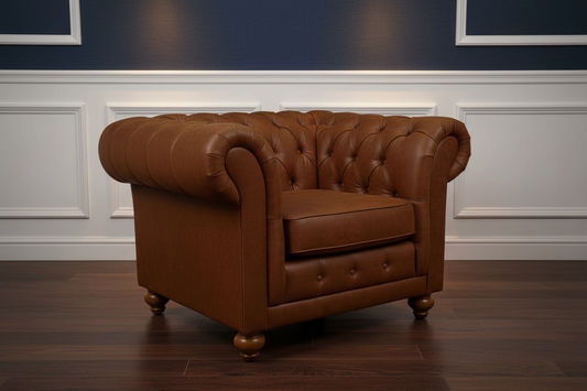 BRIGHTON FABRIC ARMCHAIR IN TAN - MyChocolateWood
