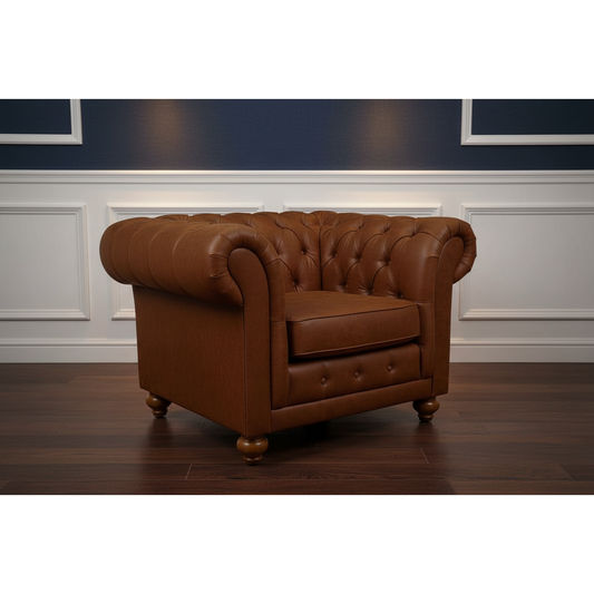BRIGHTON FABRIC ARMCHAIR IN TAN - MyChocolateWood