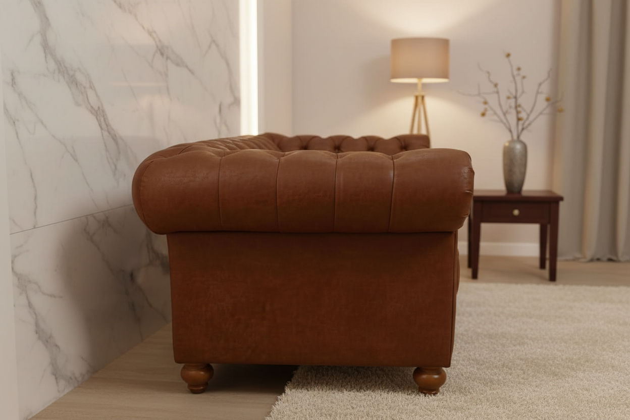 BRIGHTON FABRIC ARMCHAIR IN TAN - MyChocolateWood
