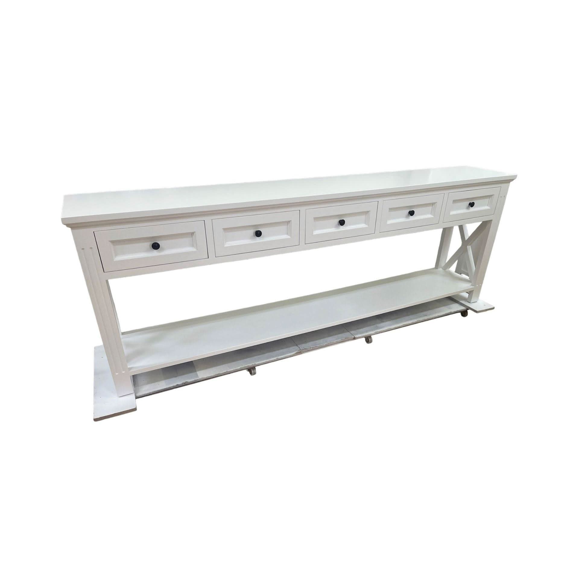 BRITTANY FRENCH PROVINCIAL CONSOLE TABLE /HALL TABLE 5 DRAWERS IN WHITE - MyChocolateWood