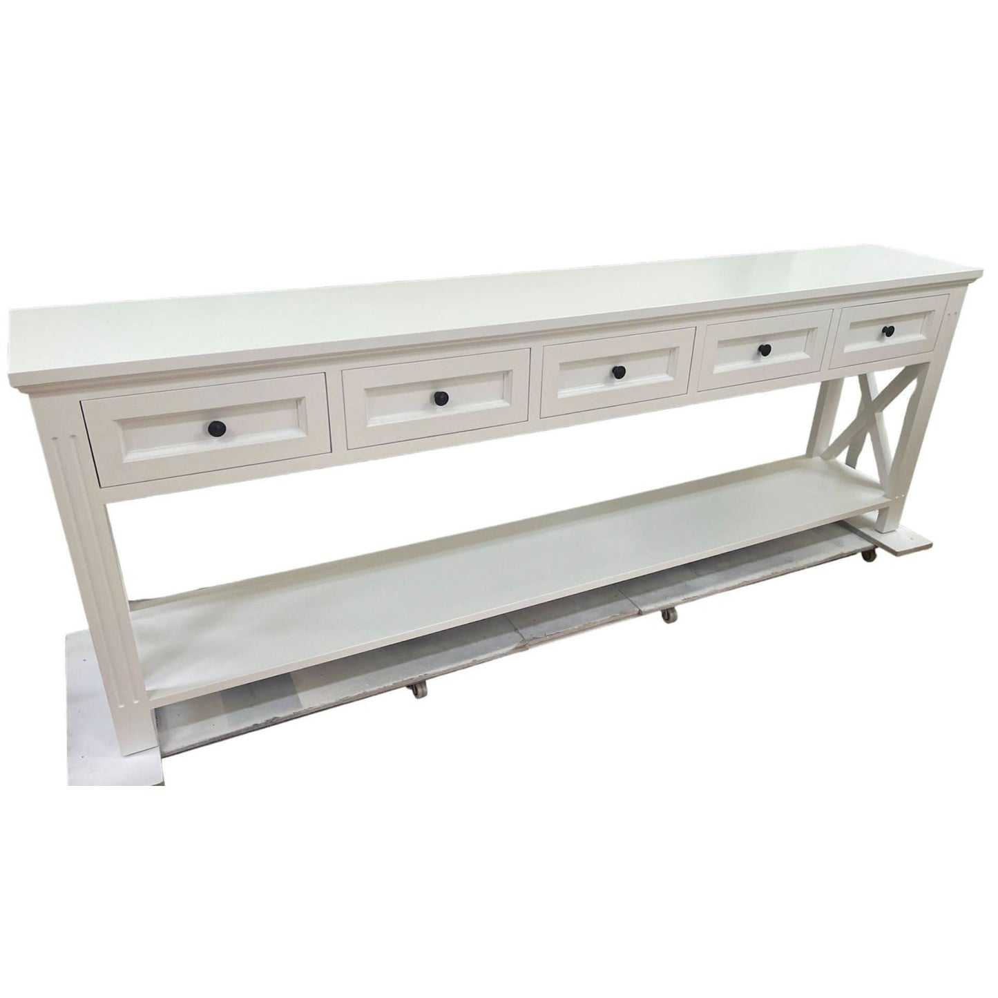 BRITTANY FRENCH PROVINCIAL CONSOLE TABLE /HALL TABLE 5 DRAWERS IN WHITE - MyChocolateWood
