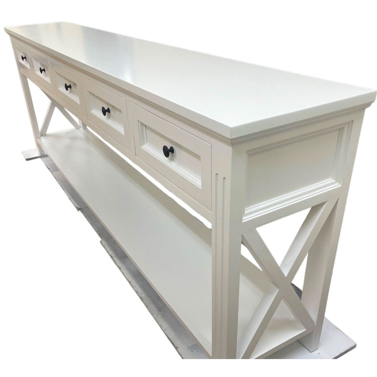 BRITTANY FRENCH PROVINCIAL CONSOLE TABLE /HALL TABLE 5 DRAWERS IN WHITE - MyChocolateWood