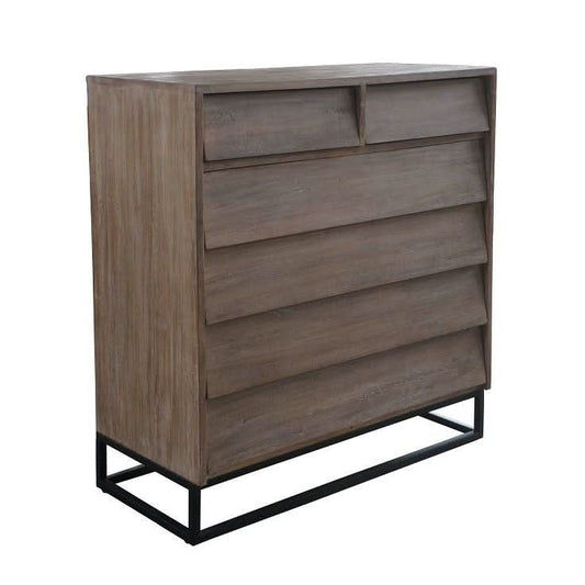 BROOKES SOLID MANGO WOOD 6-DRAWER TALLBOY/ CHEST OF 6 DRAWERS LIGHTEST WEATHERED TEAK FINISH - MyChocolateWood