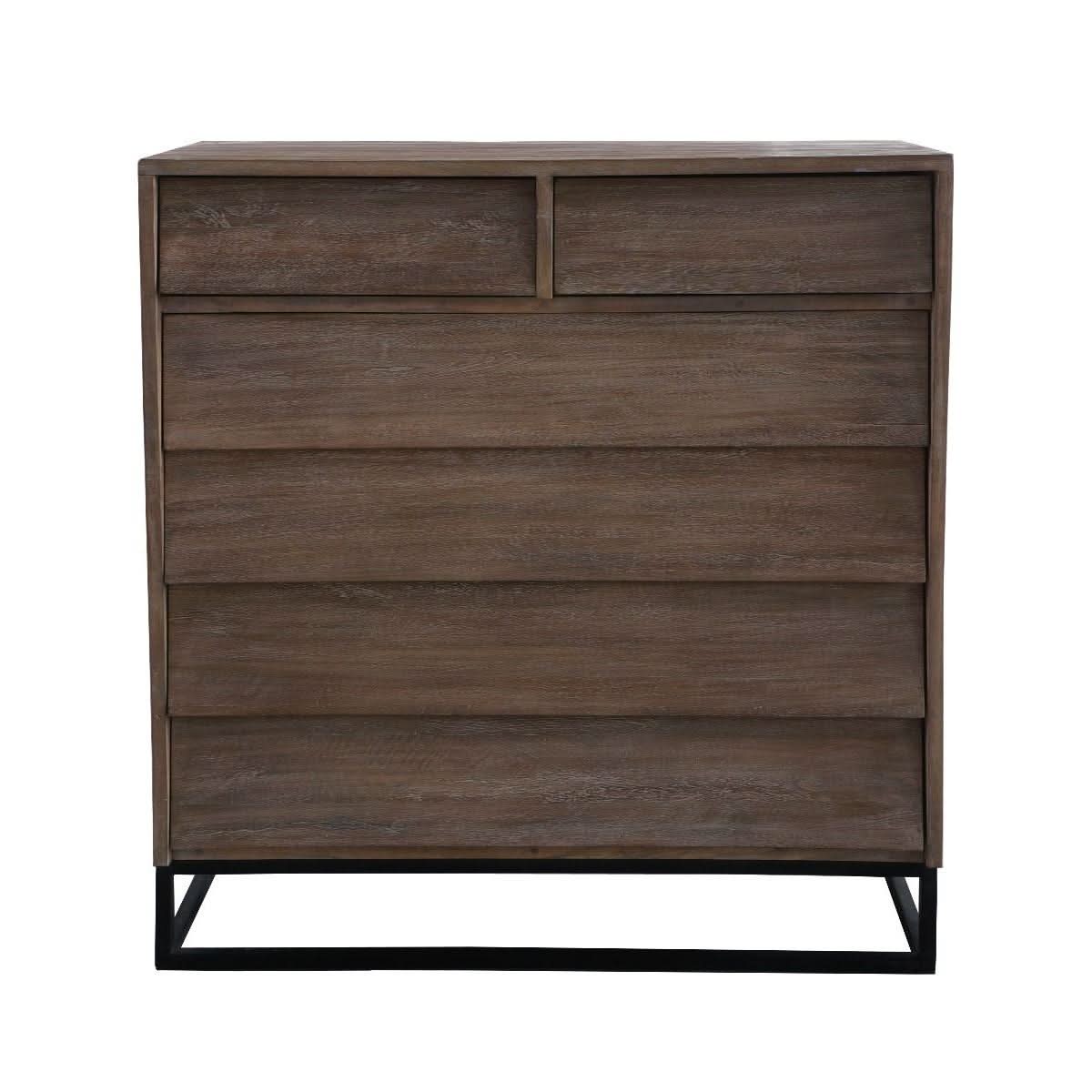 BROOKES SOLID MANGO WOOD 6-DRAWER TALLBOY/ CHEST OF 6 DRAWERS LIGHTEST WEATHERED TEAK FINISH - MyChocolateWood