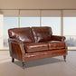 BUCKINGHAM AGED LEATHER 2-SEATER SOFA WITH BRASS STUD DETAILING - MyChocolateWood