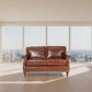 BUCKINGHAM AGED LEATHER 2-SEATER SOFA WITH BRASS STUD DETAILING - MyChocolateWood