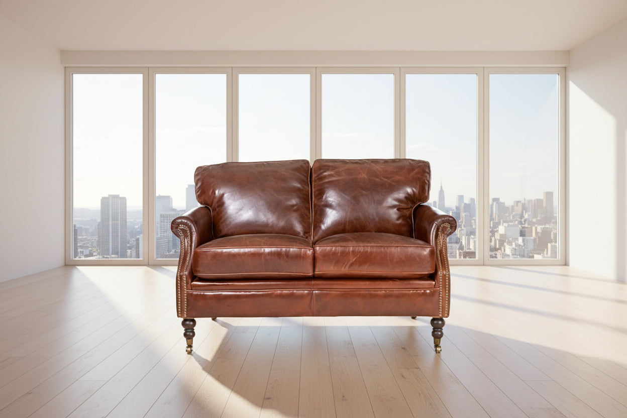 CHARLESTON 3-SEATER AGED LEATHER SOFA - MyChocolateWood