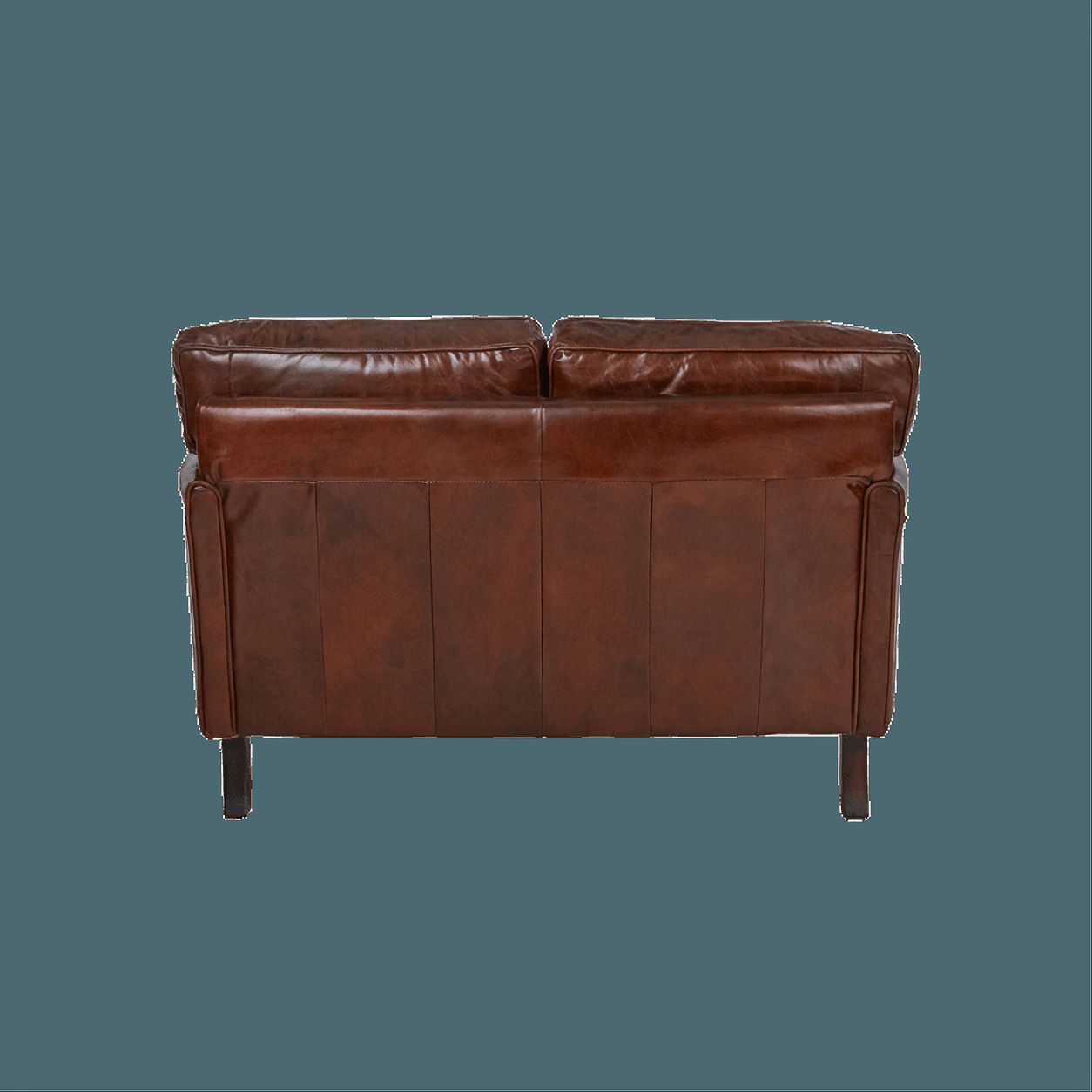 BUCKINGHAM AGED LEATHER 2-SEATER SOFA WITH BRASS STUD DETAILING
