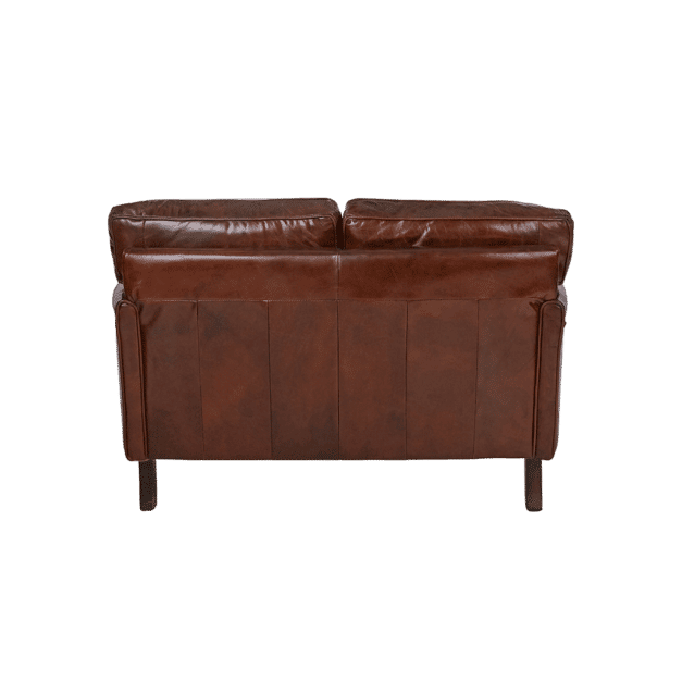 BUCKINGHAM AGED LEATHER 2-SEATER SOFA WITH BRASS STUD DETAILING - MyChocolateWood