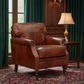 BUCKINGHAM AGED LEATHER ARMCHAIR WITH BRASS STUD DETAILING - MyChocolateWood