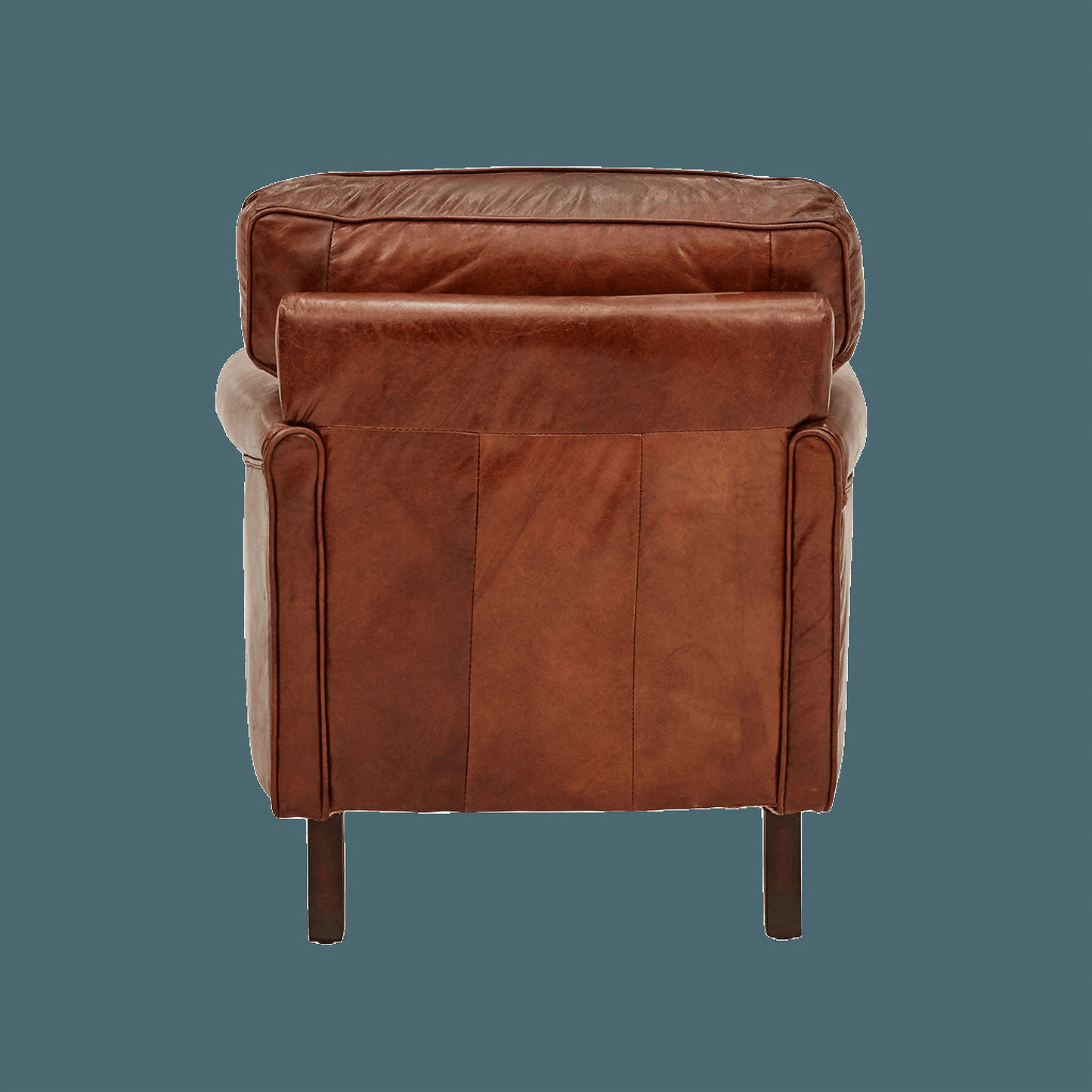 BUCKINGHAM AGED LEATHER ARMCHAIR WITH BRASS STUD DETAILING - MyChocolateWood
