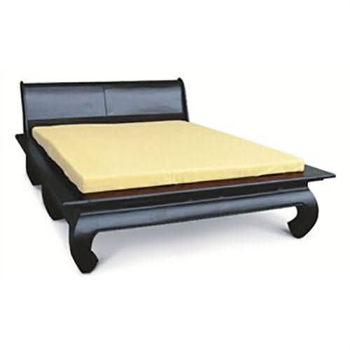 Bulu Solid Mahogany Opium Bed in Chocolate, King - Chocolate Wood