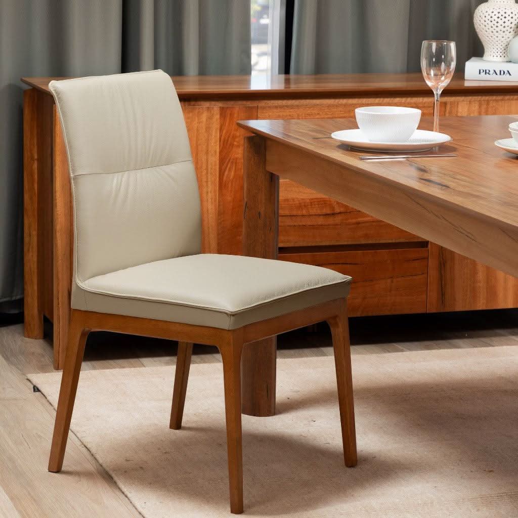 BUNGARRA 9 PIECE MARRI WOOD RECTANGULAR DINING TABLE SET 240CM + 8 BUNGARRA MOCHA LEATHER DINING CHAIRS - MyChocolateWood