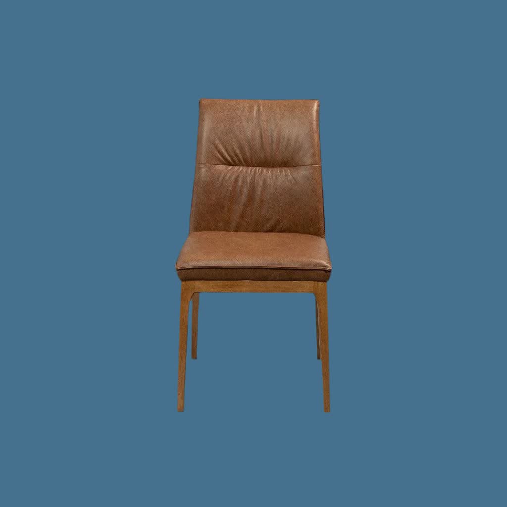 Bungarra Buffalo Leather Dining Chair in Toffee - Chocolate Wood