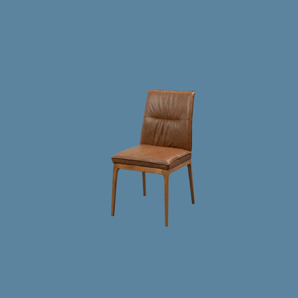 Bungarra Buffalo Leather Dining Chair in Toffee - Chocolate Wood