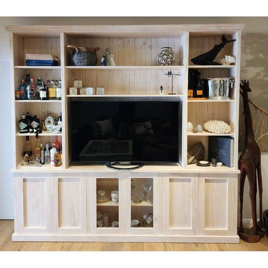 BURLINGTON 2 PIECE WALL UNIT TV ENTERTAINMENT CENTRE BOOKCASE/BOOKSHELF - MyChocolateWood