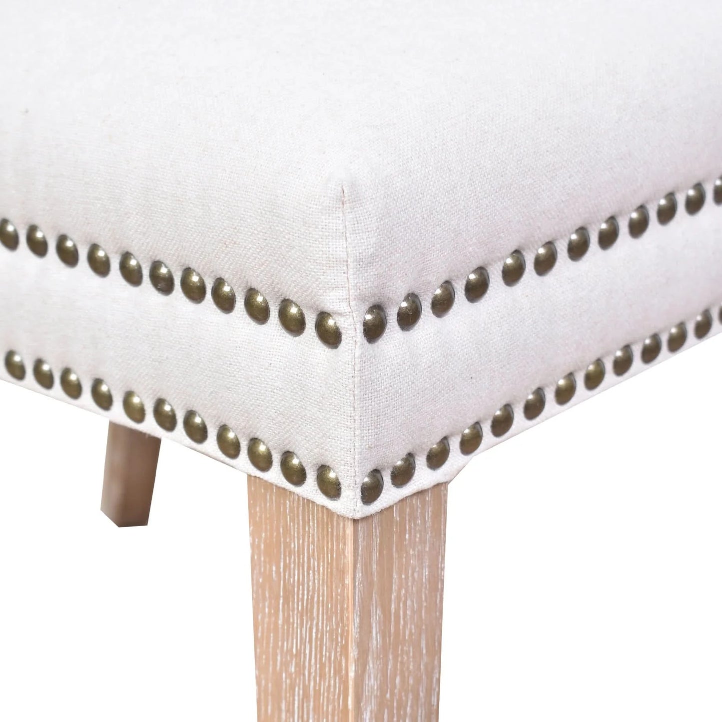 CALABRIA ANTIQUE WHITE FABRIC DINING CHAIR WITH WHITEWASH LEGS - MyChocolateWood