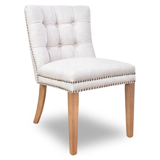 CALABRIA DOVE GREY LINEN FABRIC DINING CHAIR WITH BRIARSMOKE LEGS - MyChocolateWood