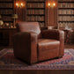 CAMBRIDGE CLUB AGED LEATHER ARMCHAIR IN VINTAGE BROWN- BOLD BRASS STUD DETAILING - MyChocolateWood