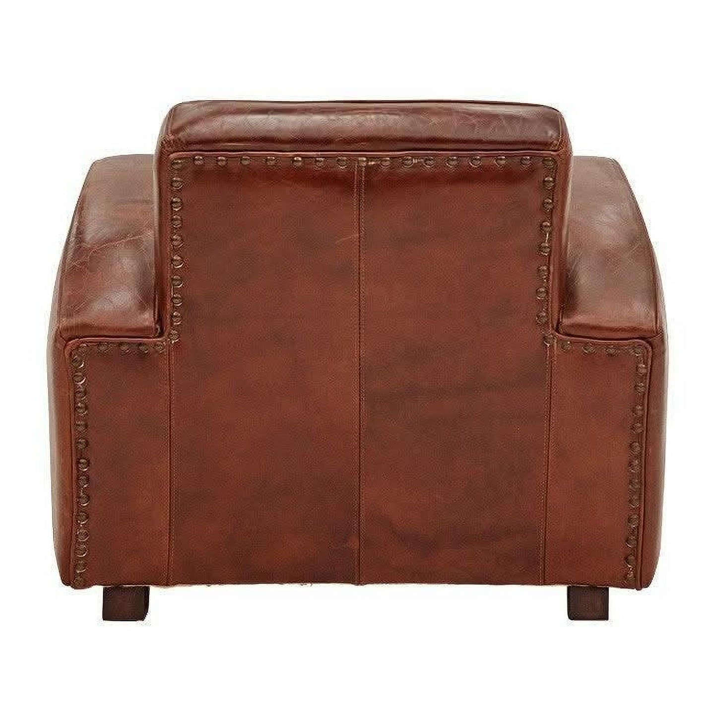 CAMBRIDGE CLUB AGED LEATHER ARMCHAIR IN VINTAGE BROWN- BOLD BRASS STUD DETAILING