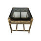 Black shadow rattan and mango lamp table with glass top, modern side table by MyChocolateWood.