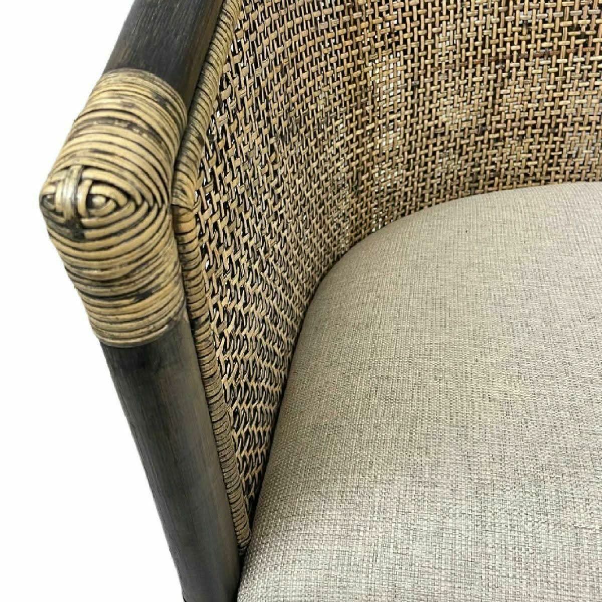 Black Shadow Camino rattan and mango wood tub chair by MyChocolateWood, stylish armchair with a modern lounge design.