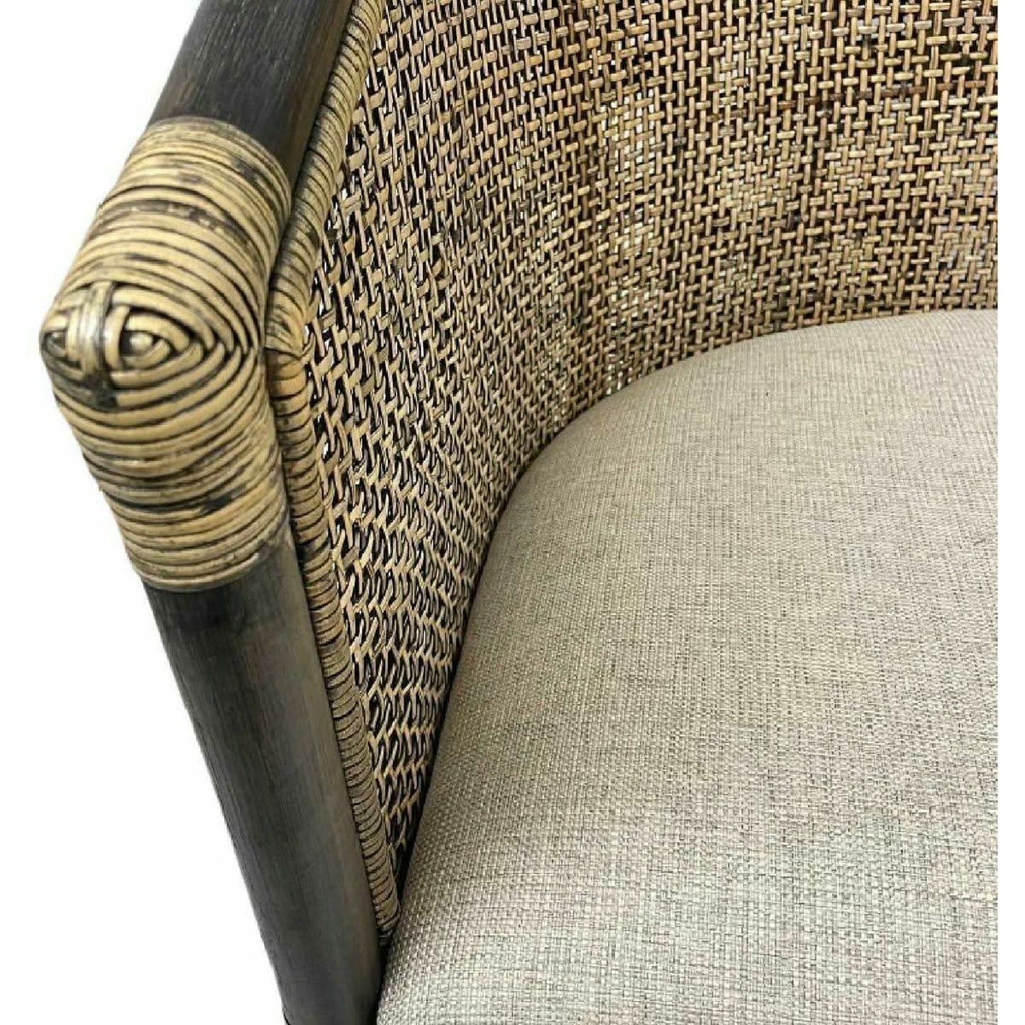 Black Shadow Camino rattan and mango wood tub chair by MyChocolateWood, stylish armchair with a modern lounge design.