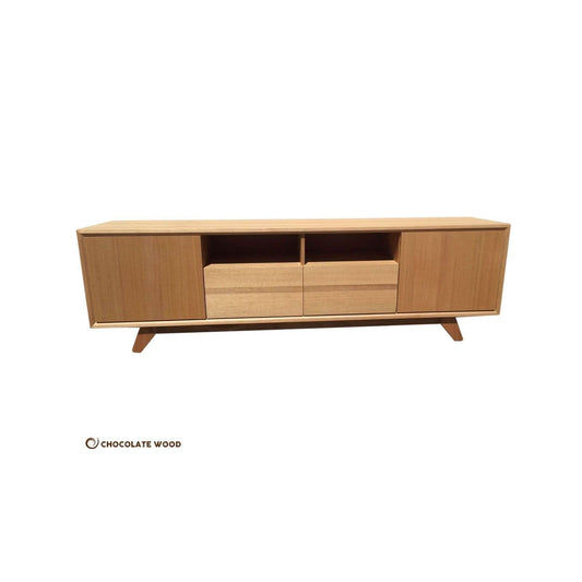 CAMMERAY TASSIE OAK TV/ENTERTAINMENT UNIT IN CLEAR LACQUER - CUSTOM MADE - MyChocolateWood