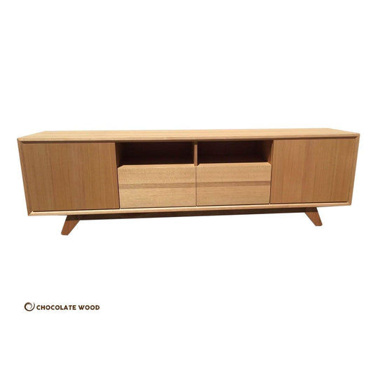 CAMMERAY TASSIE OAK TV/ENTERTAINMENT UNIT IN CLEAR LACQUER - CUSTOM MADE - MyChocolateWood
