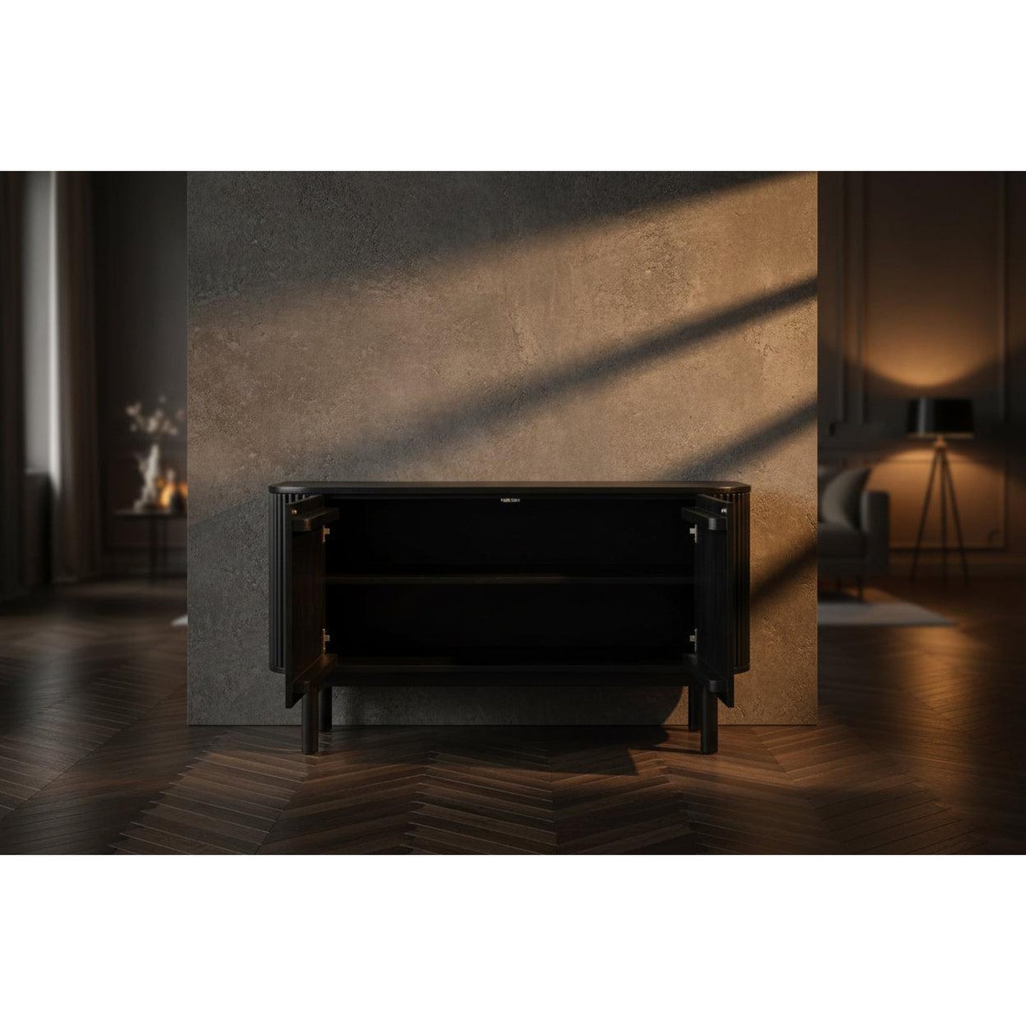 Canggu Solid Teak 2-Door Sideboard in Black - Chocolate Wood