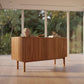 Solid teak sideboard with two doors in natural finish by MyChocolateWood, showcasing a sleek, modern storage piece.