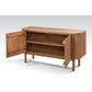 Natural teak sideboard with two doors by MyChocolateWood, featuring a sleek, solid wood finish and modern design.