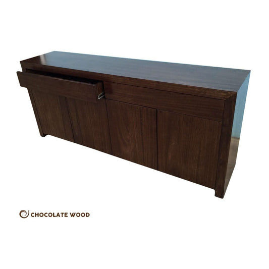 CANNES BUFFET/SIDEBOARD IN TASSIE OAK WITH 4 DOORS & 2 DRAWERS IN LIGHT CHOCOLATE - CUSTOM MADE