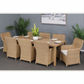 Capell 9-Piece Outdoor Dining Suite in White with Natural Cushions - Chocolate Wood