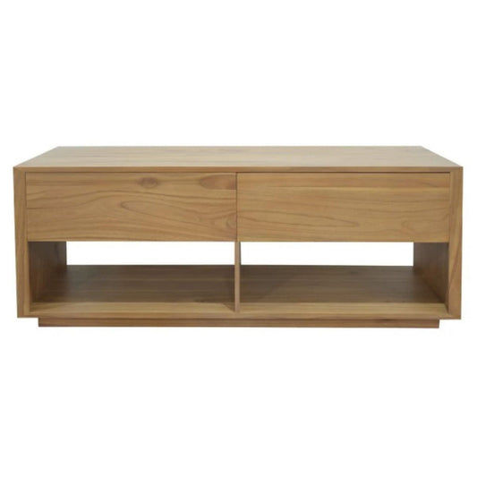 CARDEW SOLID WHITE CEDAR TIMBER 2 DRAWERS 140CM TV UNIT IN NATURAL