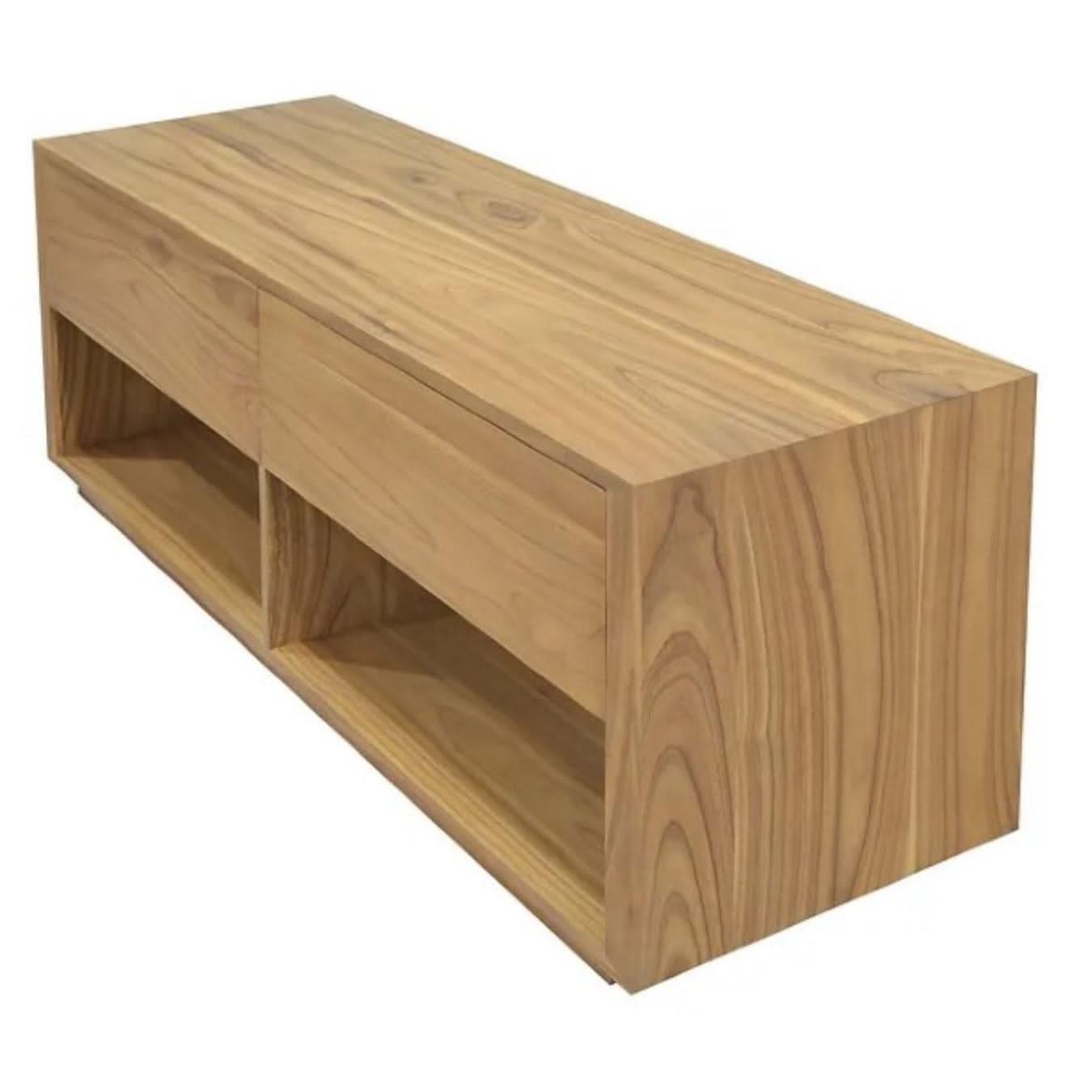 CARDEW SOLID WHITE CEDAR TIMBER 2 DRAWERS 140CM TV UNIT IN NATURAL - MyChocolateWood
