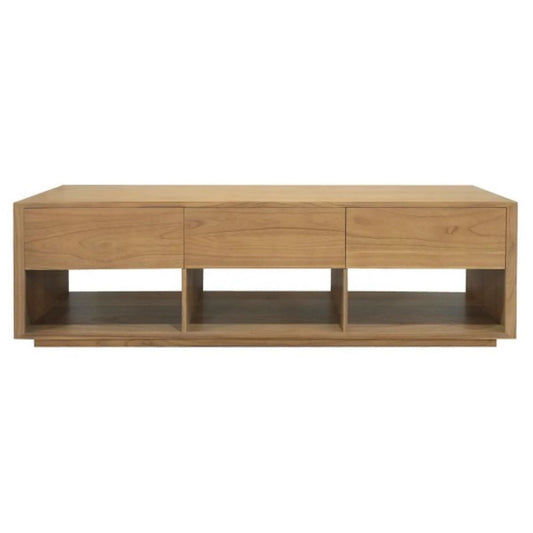 CARDEW SOLID WHITE CEDAR TIMBER 3 DRAWERS 180CM TV UNIT IN NATURAL