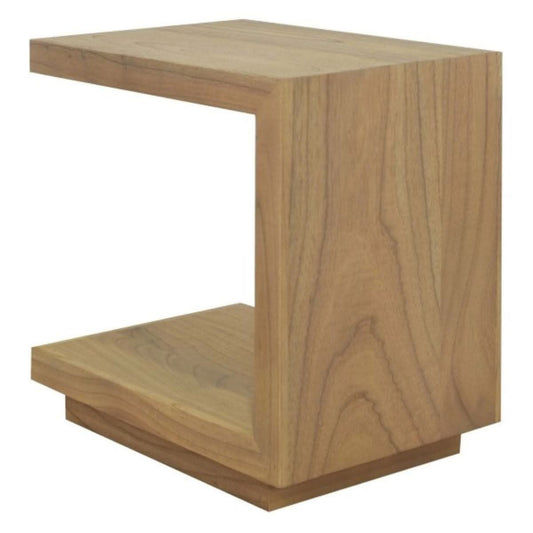 CARDEW SOLID WHITE CEDAR TIMBER C- SHAPE SIDE TABLE, NATURAL