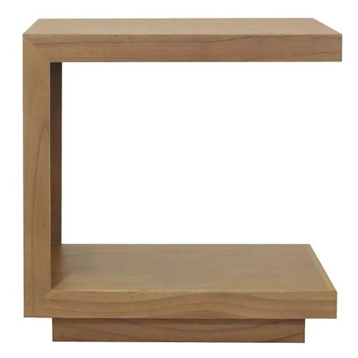 CARDEW SOLID WHITE CEDAR TIMBER C- SHAPE SIDE TABLE, NATURAL - MyChocolateWood