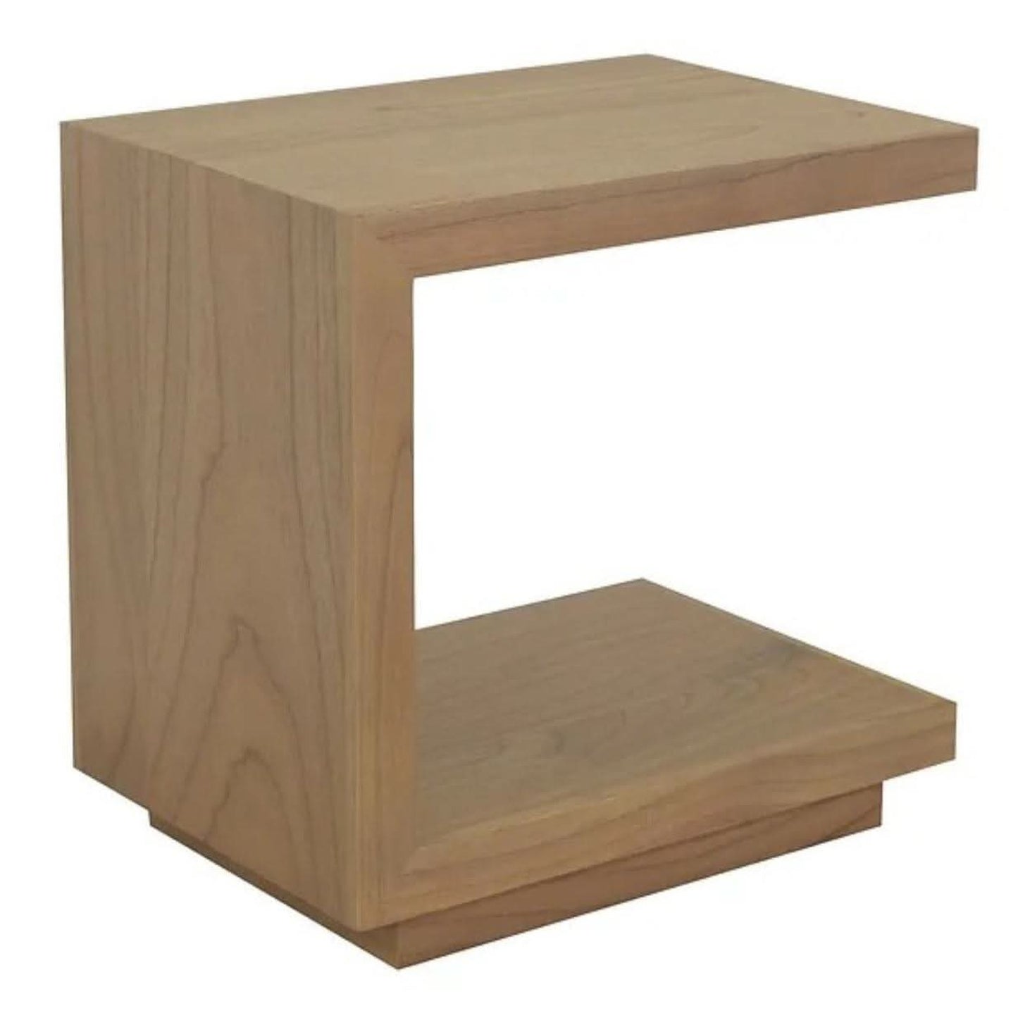 CARDEW SOLID WHITE CEDAR TIMBER C- SHAPE SIDE TABLE, NATURAL