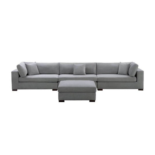 CARLSON LOUNGE - FABRIC 5-SEATER WITH STORAGE OTTOMAN GREY - MyChocolateWood